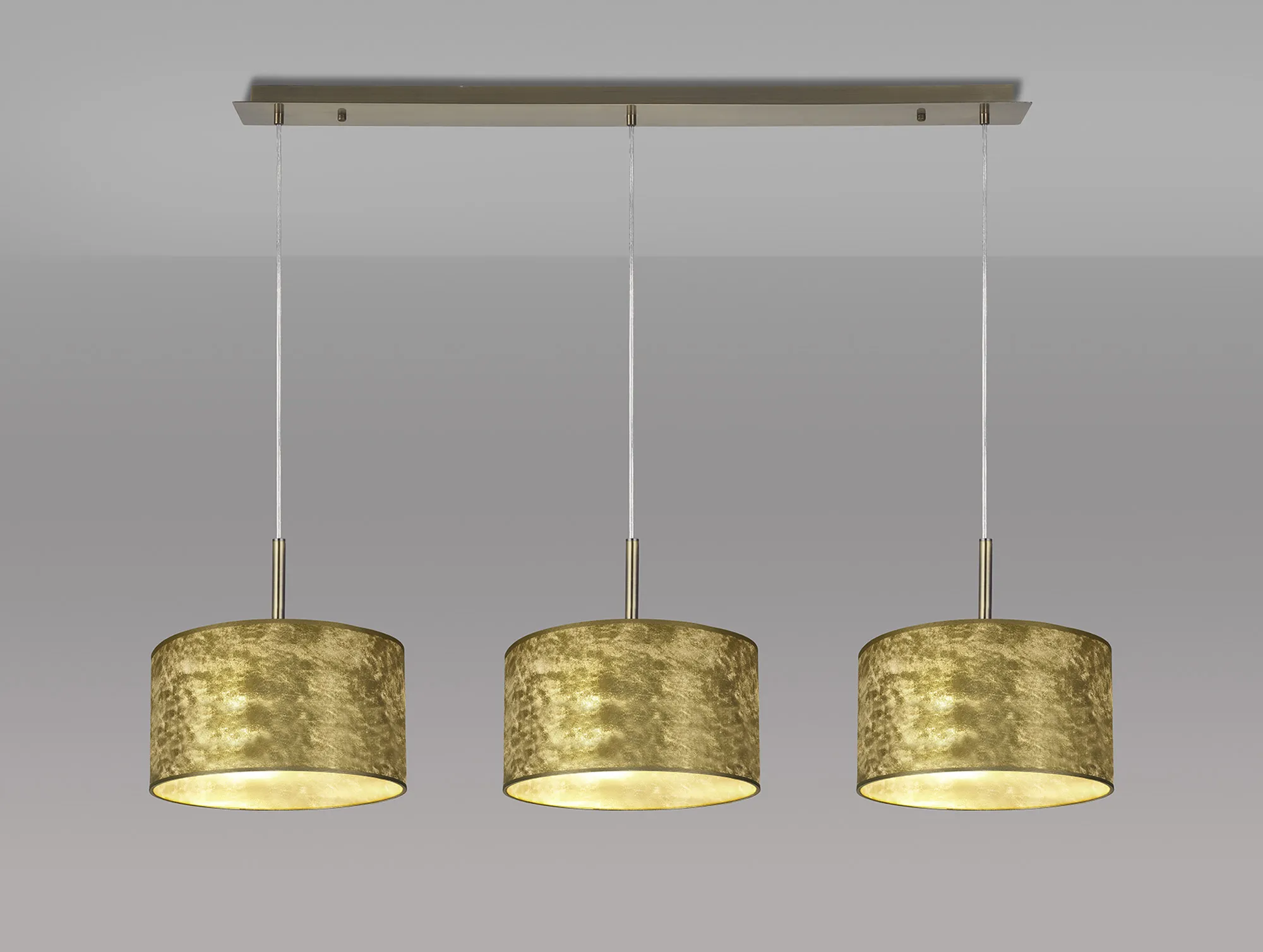 Baymont 30cm Shade 3 Light Pendant Antique Brass, Gold Leaf DK0843  Deco Baymont AB GL